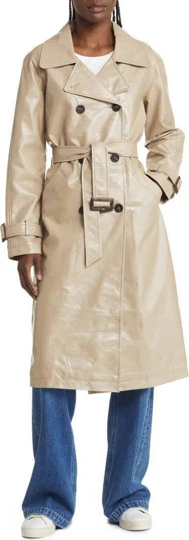 Double Breasted Faux Leather Trench Coat | Nordstrom