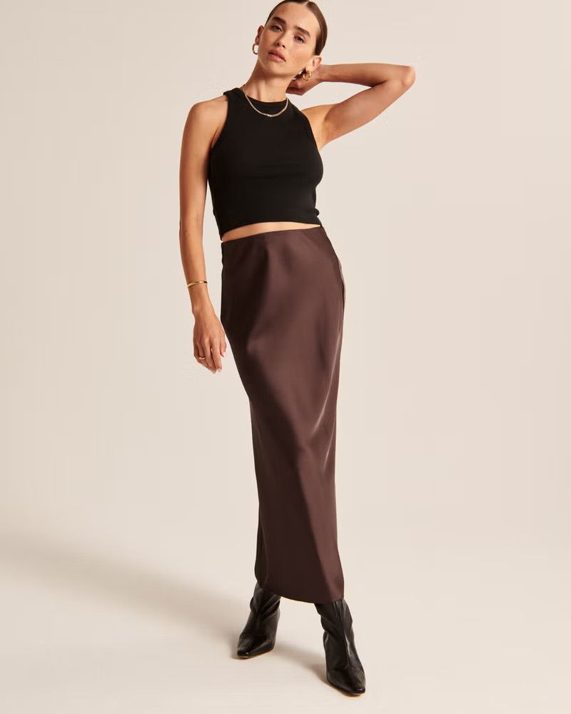Satin Maxi Skirt - Casual Summer Outfit, Summer Outfits | Abercrombie & Fitch (US)