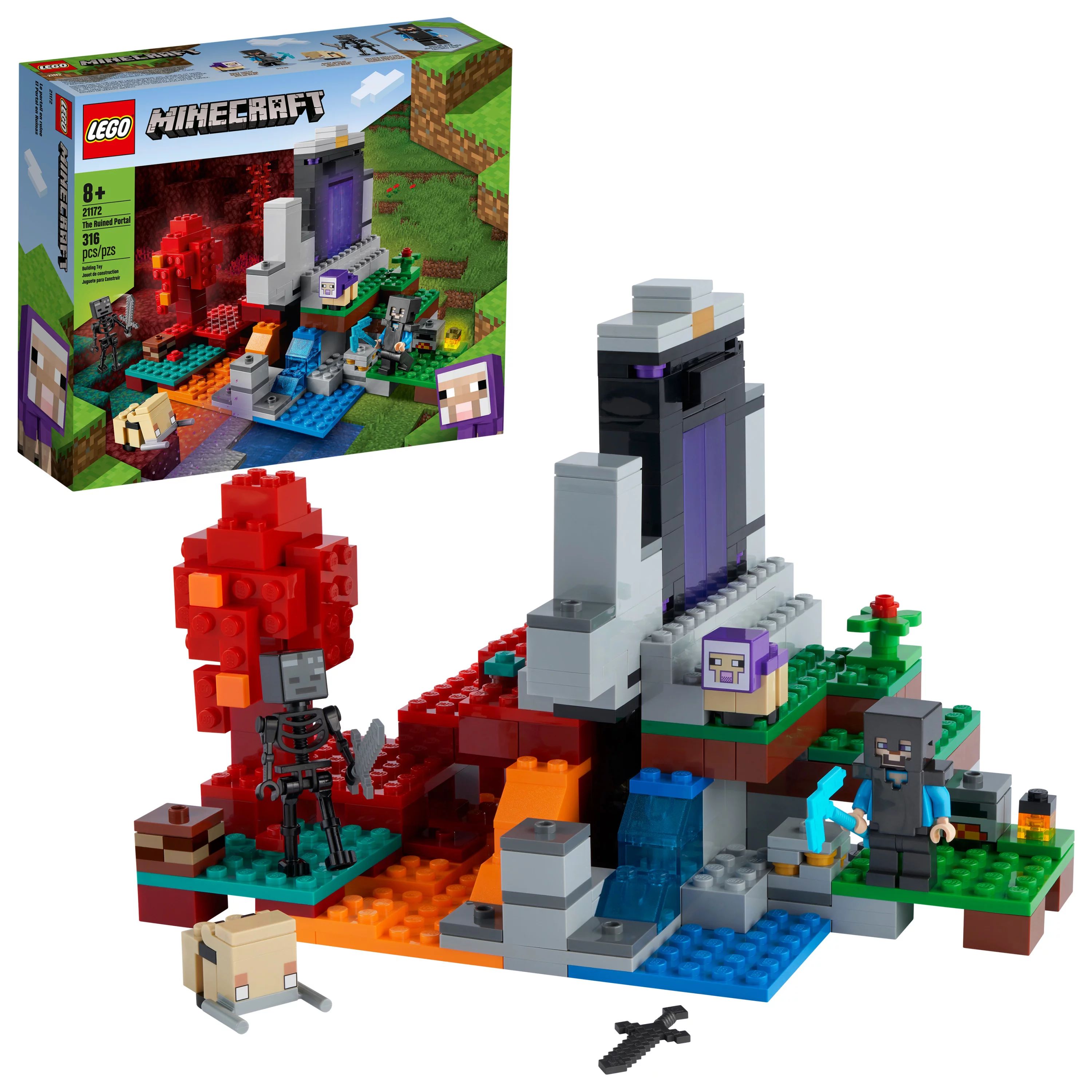 LEGO Minecraft The Ruined Portal 21172 Building Toy (316 Pieces) - Walmart.com | Walmart (US)