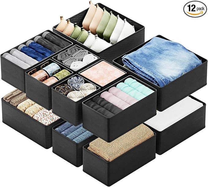 SpaceAid Drawer Organizer for Clothes, 12 Pack Dresser Drawer Organizer Bins, Closet Organizers a... | Amazon (US)
