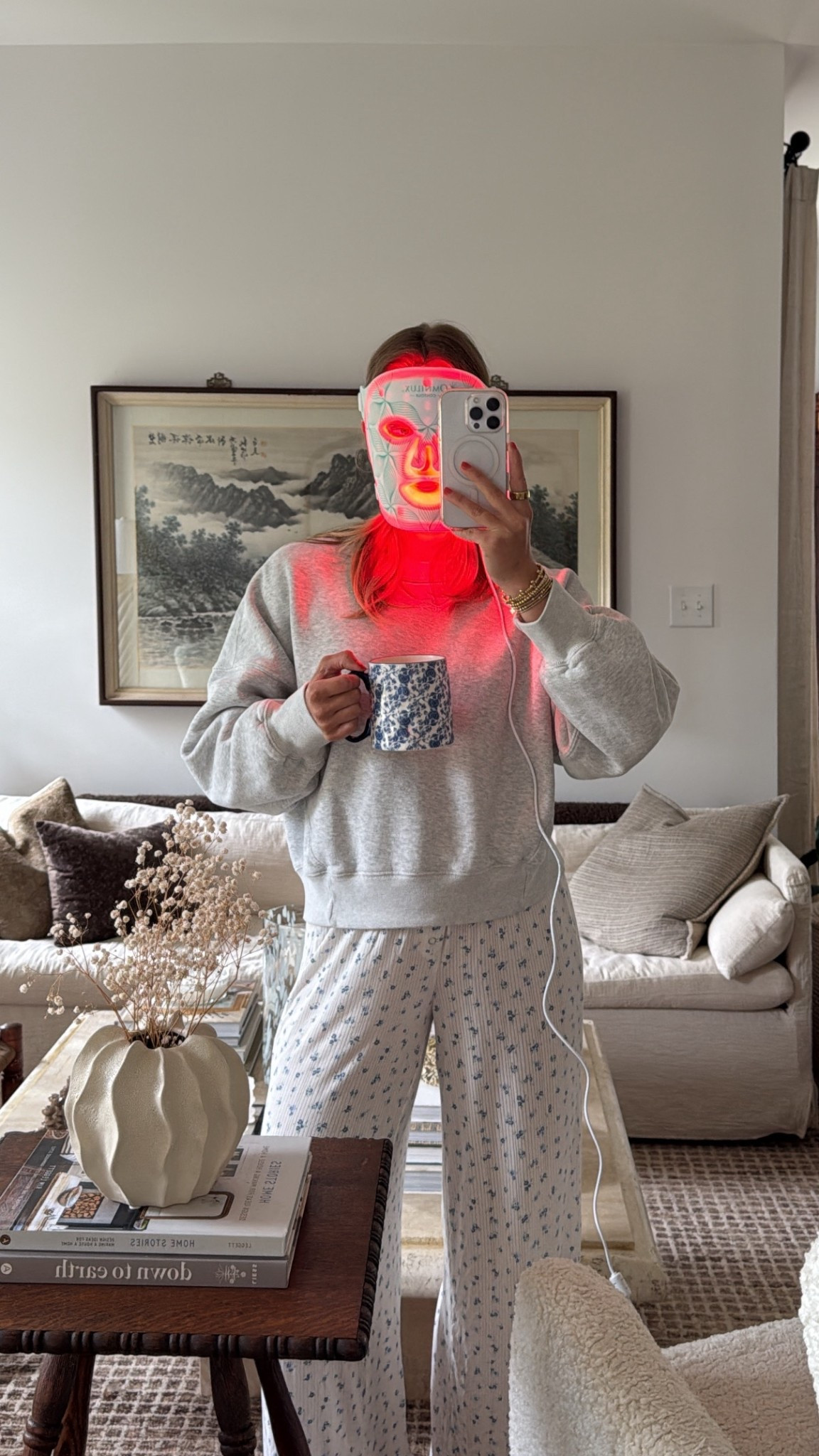7/12/25 Cozy Morning Routine – Abercrombie Sweatshirt, PJ Pants & Red Light Mask

Slow morning uniform: my Abercrombie sweatshirt, the breeziest airy pajama pants, and my Omnilux red light therapy mask while I sip coffee and ease into the day. Linking my full loungewear outfit and the my red light mask 