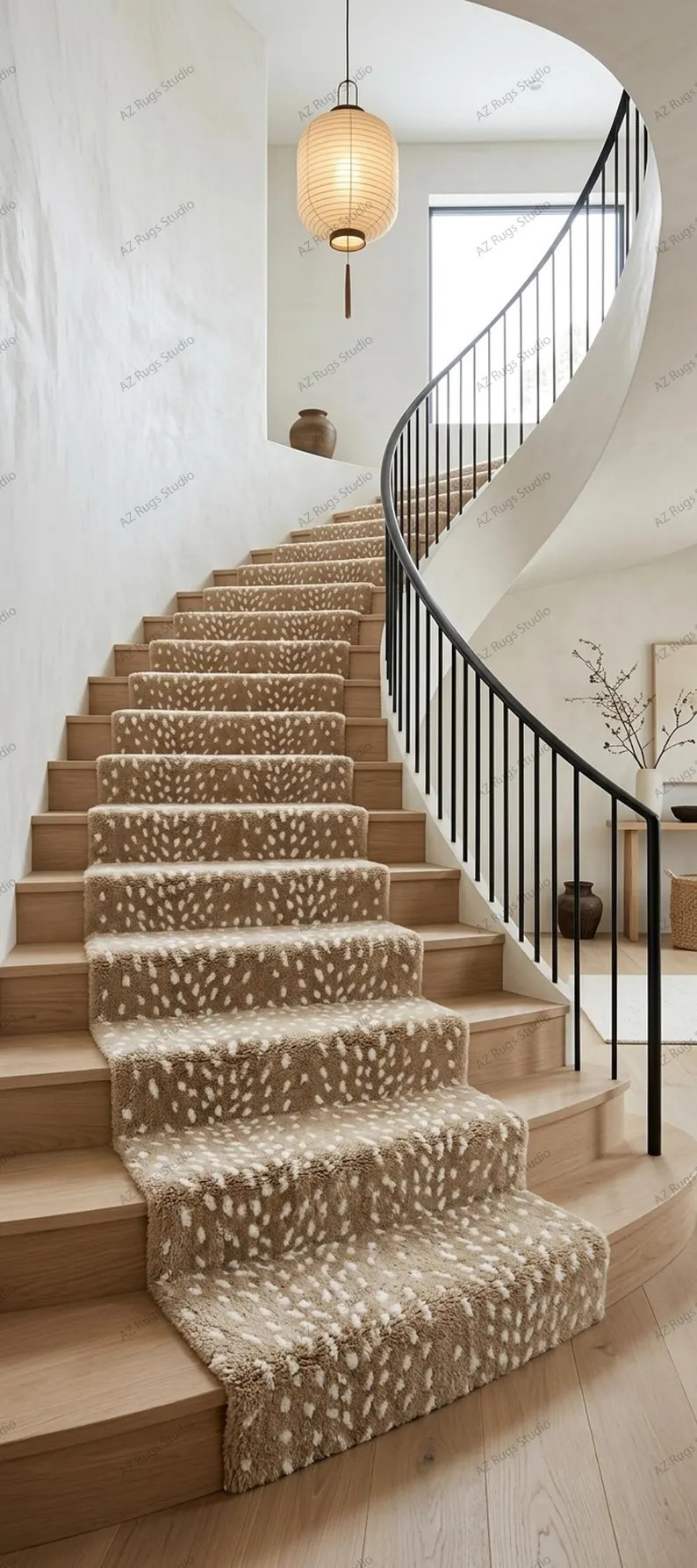 Hand Tufted Wool Stair Runner, Fawn Print Carpet, Custom Hallway Rug | Etsy (Global)