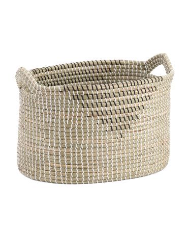 Medium Seagrass Oval Basket With Handles | TJ Maxx