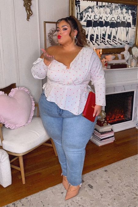 The perfect casual plus size outfit for Valentine’s Day! This makes for the perfect outfit for a casual dinner or a daytime activity. I love how simple it is, but effective super glam.💕💋🌹♥️ plus size fashion, plus size model, Gabriella, Lascano, polkadot, top, plus size jeans, Valentine’s Day, Valentine’s Day, outfits #Valentine’sDay #plusValentine’sDayOutfits #Valentine’sDayOutfits #DinnerOutfits #CasualOutfits 

#LTKplussize #LTKstyletip #LTKbeauty