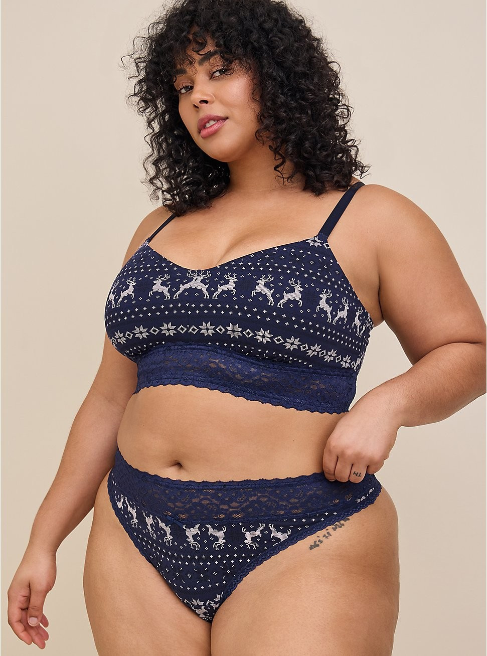 Cotton Mid-Rise Thong Lace Trim Panty | Torrid (US & Canada)