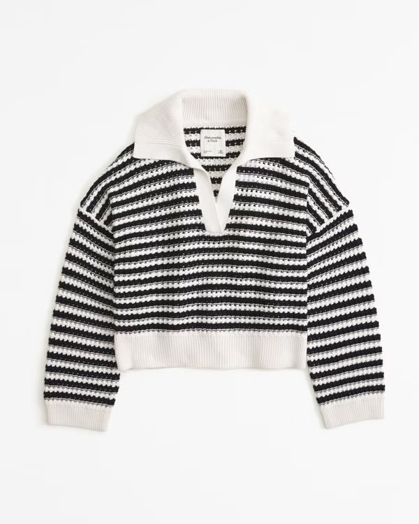 Women's Mesh Notch-Neck Sweater | Women's New Arrivals | Abercrombie.com | Abercrombie & Fitch (US)