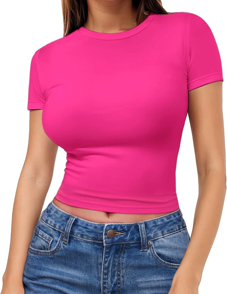 Womens Long Sleeve Crewneck Slim fit T Shirts Sexy Cute Dressy Casual Fall Basic Tops Tee Tshirt ... | Amazon (US)