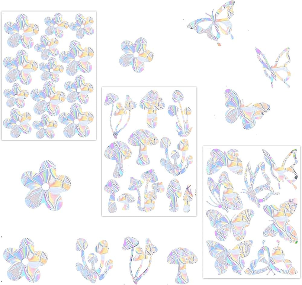 32 Pcs Window Clings Rainbow Window Film Suncatcher Sticker Window Decals for Bird Strikes Prism ... | Amazon (US)