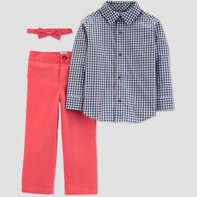 Toddler Boys' Plaid and Poppy Top and Bottom Set - Just One You® made by carter's Dark Pink | Target
