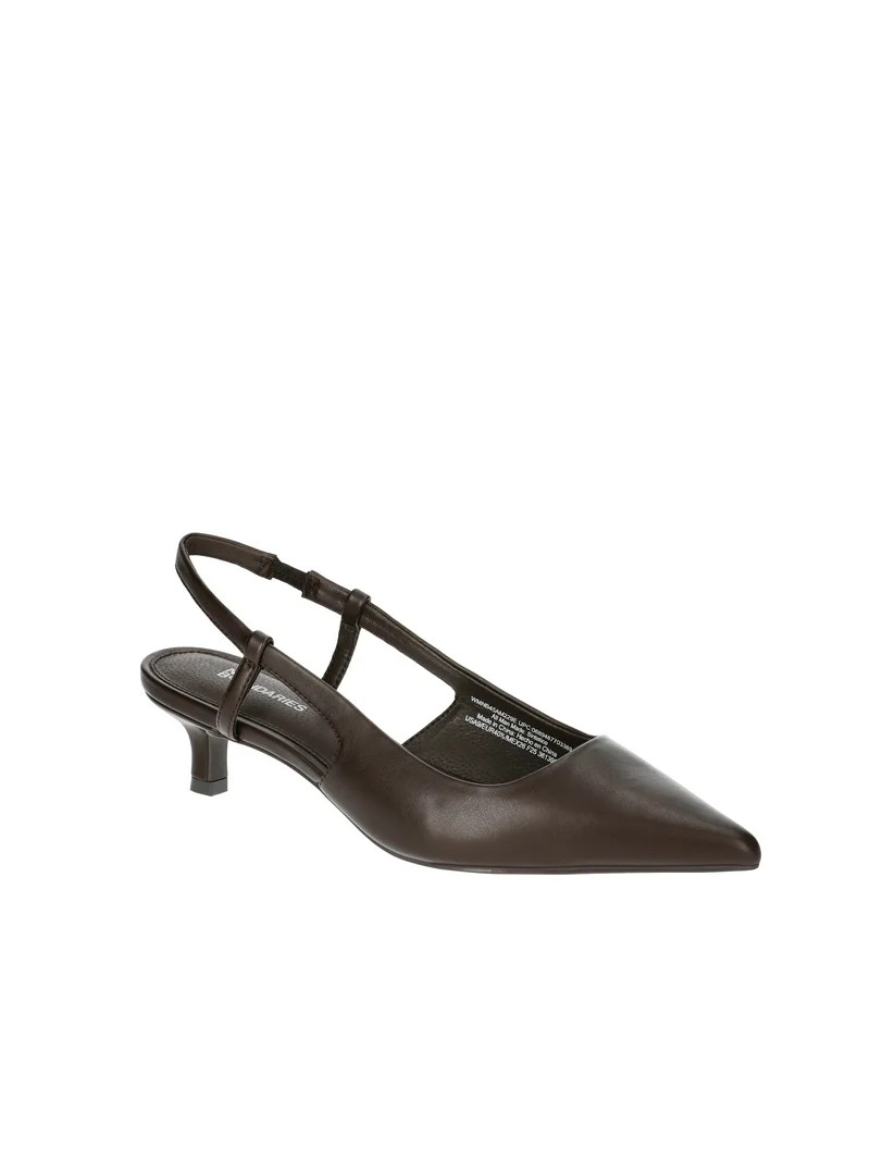 No Boundaries Faux Leather Slingback Kitten Heels, Women's | Walmart (US)