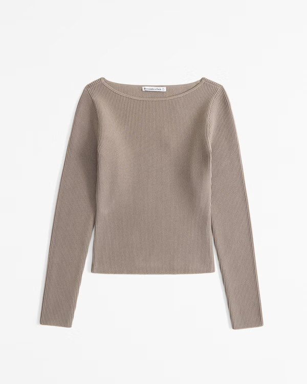 Women's Long-Sleeve Ottoman Slash Top | Women's Tops | Abercrombie.com | Abercrombie & Fitch (US)