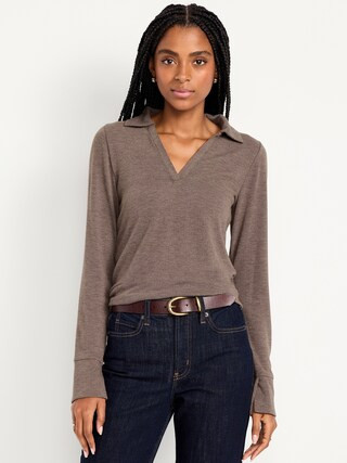 Split-Neck Long-Sleeve Pullover Shirt | Old Navy (US)