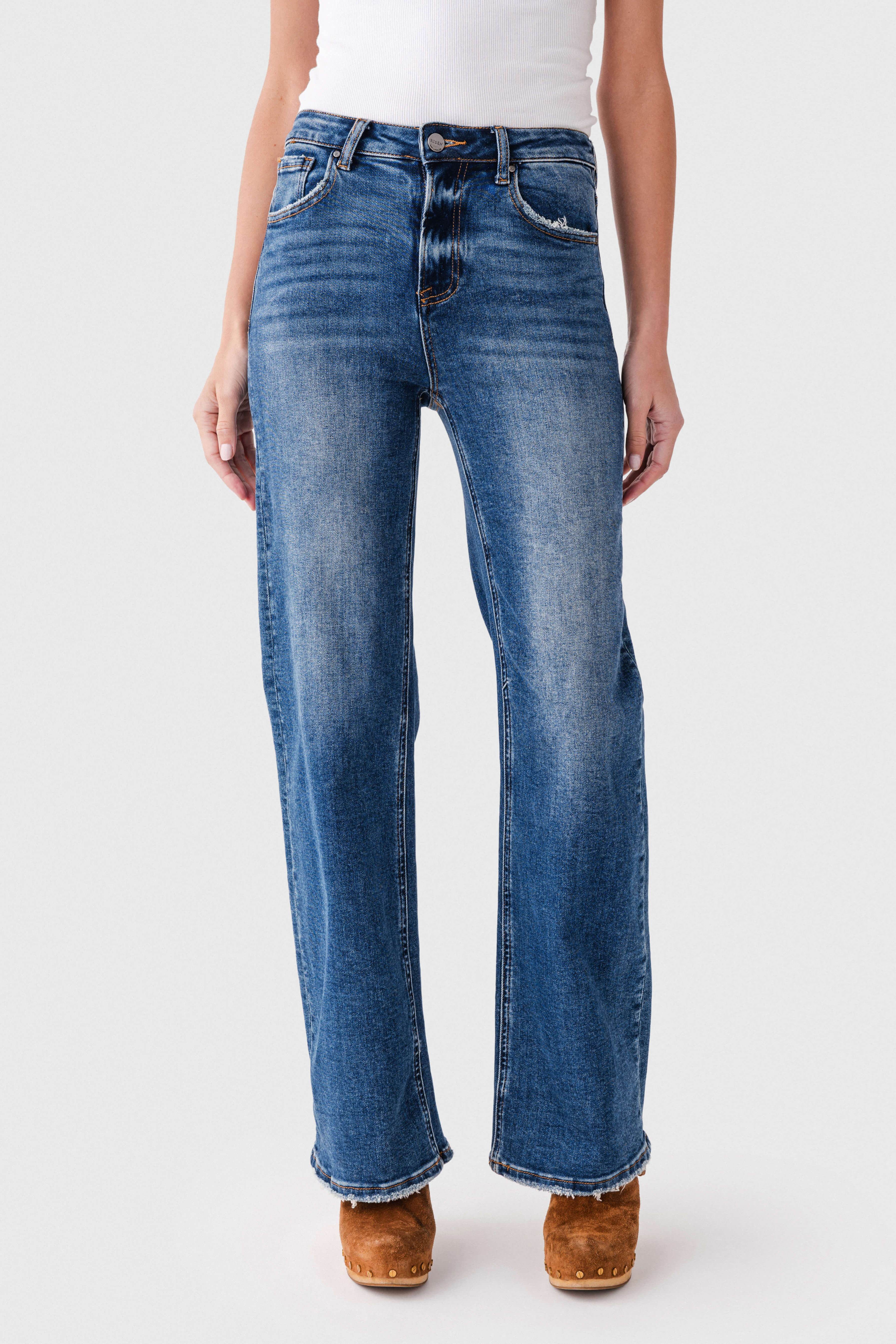 Risen Mila High Rise Full Length Straight Leg Jeans | Social Threads