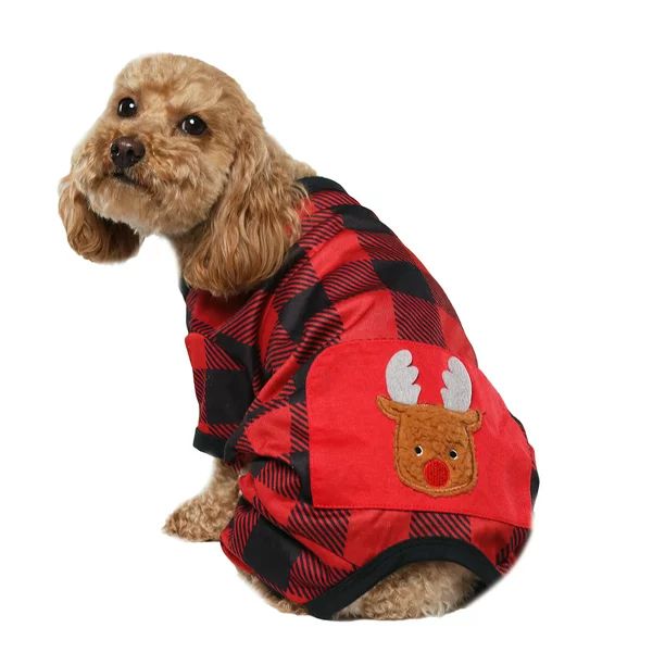 Vibrant Life Dog Clothes: Red & Black Plaid Jersey Pajamas, Size S - Walmart.com | Walmart (US)