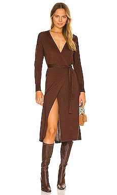 Lovers and Friends Azita Wrap Dress in Chocolate from Revolve.com | Revolve Clothing (Global)