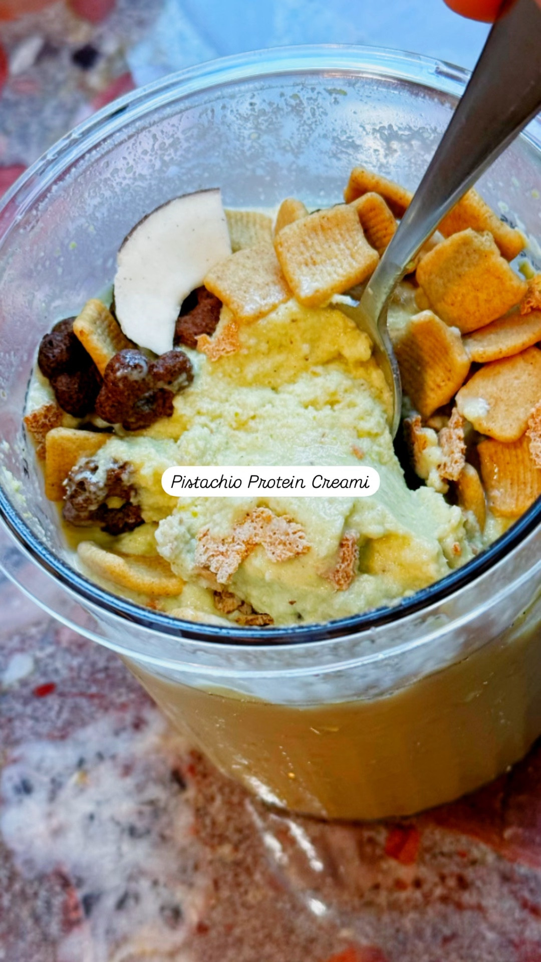 Creamy, high-protein pistachio ice cream… made at home. No junk, no fluff—just real ingredients and a Ninja Creami doing its thing.

Blend:
1 cup almond milk + ½ cup milk (Fairlife or regular), 2–3 tbsp pistachios, 1 scoop vanilla protein, 1–2 tbsp vanilla pudding, sweetener, pinch salt

Freeze → Spin:
Freeze → Lite Ice Cream → re-spin (add splash milk if needed)

Finish:
Add your favorite toppings. Mine were cereal, nuts & coconut flakes.

#ltkfit #ltkfood #highproteinrecipes #healthydessertideas #ninjacreami #proteinicecream #easyrecipes #lowcalorierecipes #healthyhabits #wellnesslifestyle

#LTKHome #LTKfoodie #LTKdayinmylife