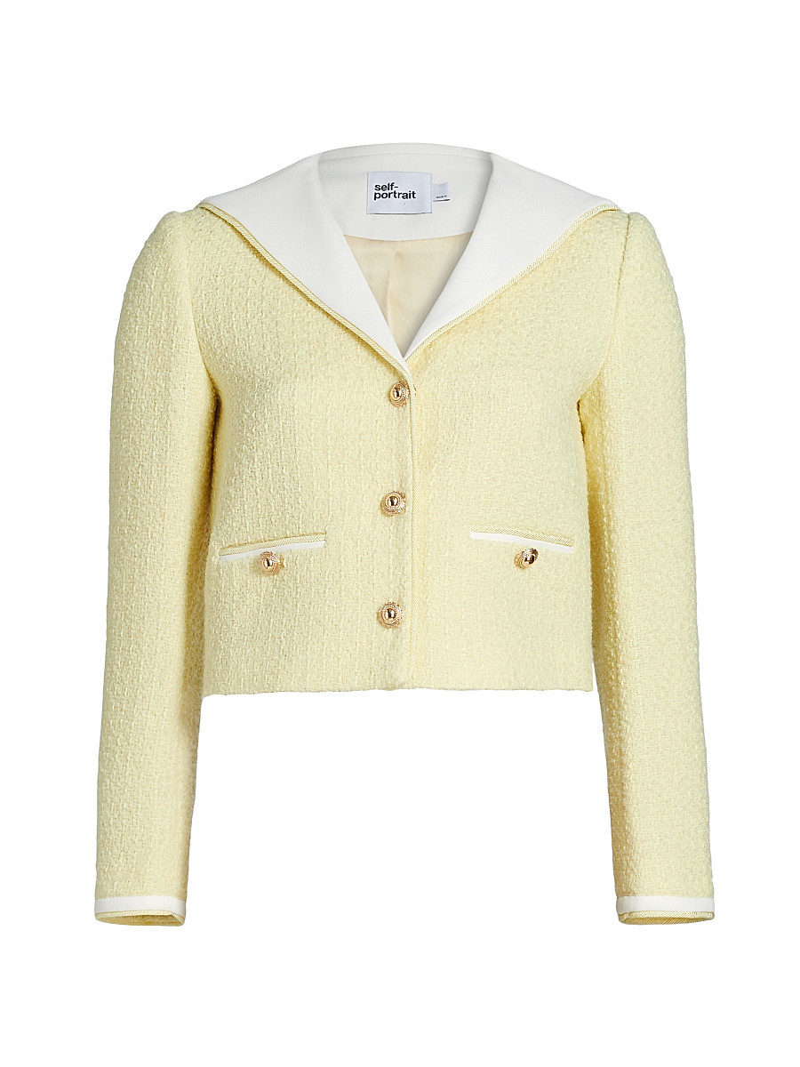 Women's Bouclé Sailor Collar Jacket - Yellow - Size 4 | Saks Fifth Avenue