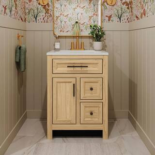 Glacier Bay Haldone 25 in. Single Sink Sunlit Bath Vanity with White Cultured Marble Top (Assembl... | The Home Depot