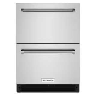24 in. 4.44 cu. ft. Undercounter Double Drawer Refrigerator in Black Cabinet/Stainless Doors | The Home Depot