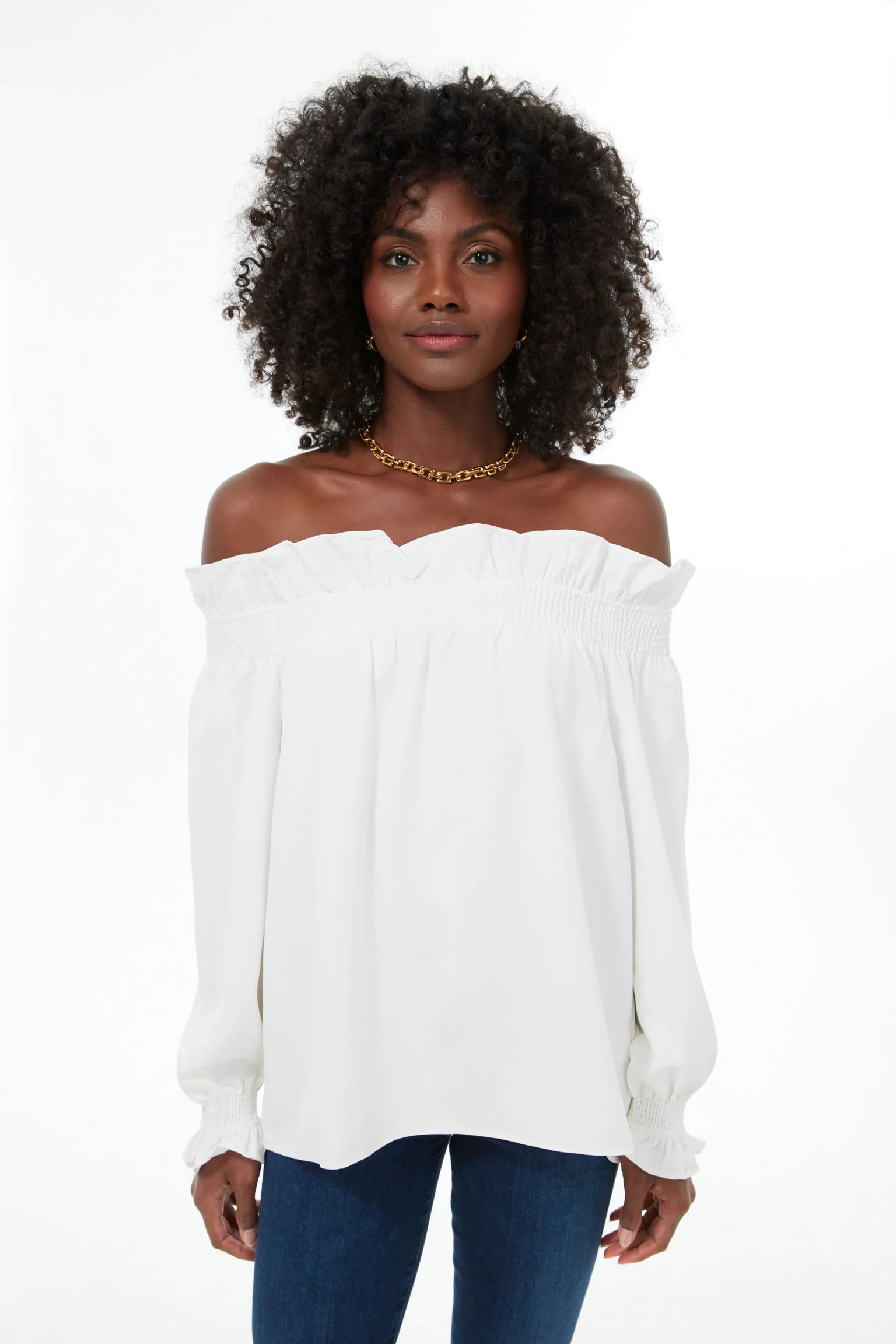 White Off the Shoulder Marguerite Blouse | Tuckernuck (US)