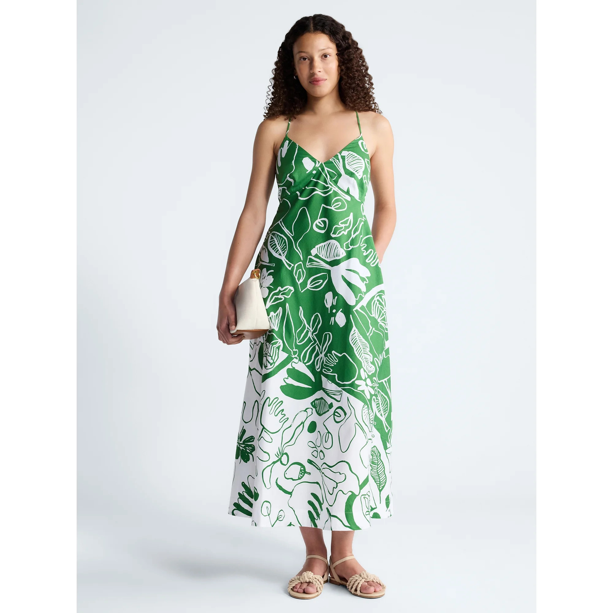 Free Assembly Women's Tie Back Cotton Maxi Dress, Sizes XS-XXL | Walmart (US)