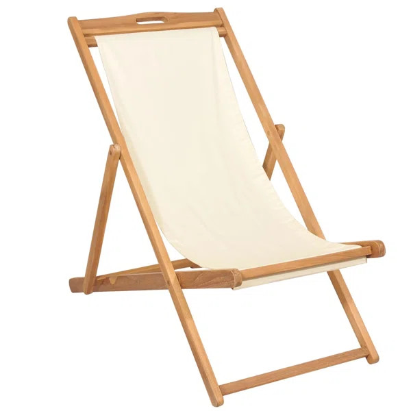 Deck Chair Folding Patio Sling Chair for Balcony Garden Porch Teak | Wayfair Professional