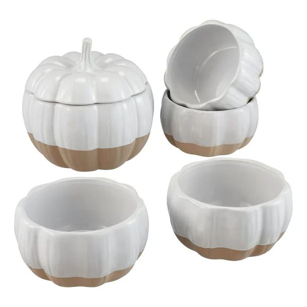 Better Homes & Gardens Exposed White Clay Pumpkin Stoneware Jar & Bowl Set for Cookies and Ice Cr... | Walmart (US)