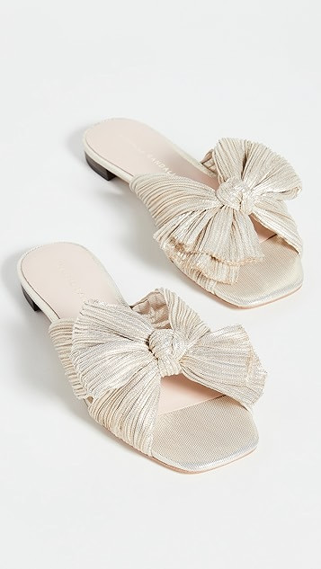 Daphne Pleated Bow Slides | Shopbop