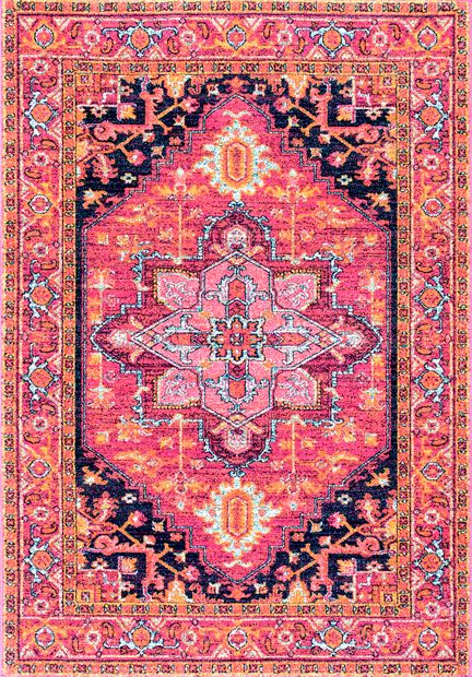 Hot Pink Katrina Blooming Rosette Area Rug | Rugs USA
