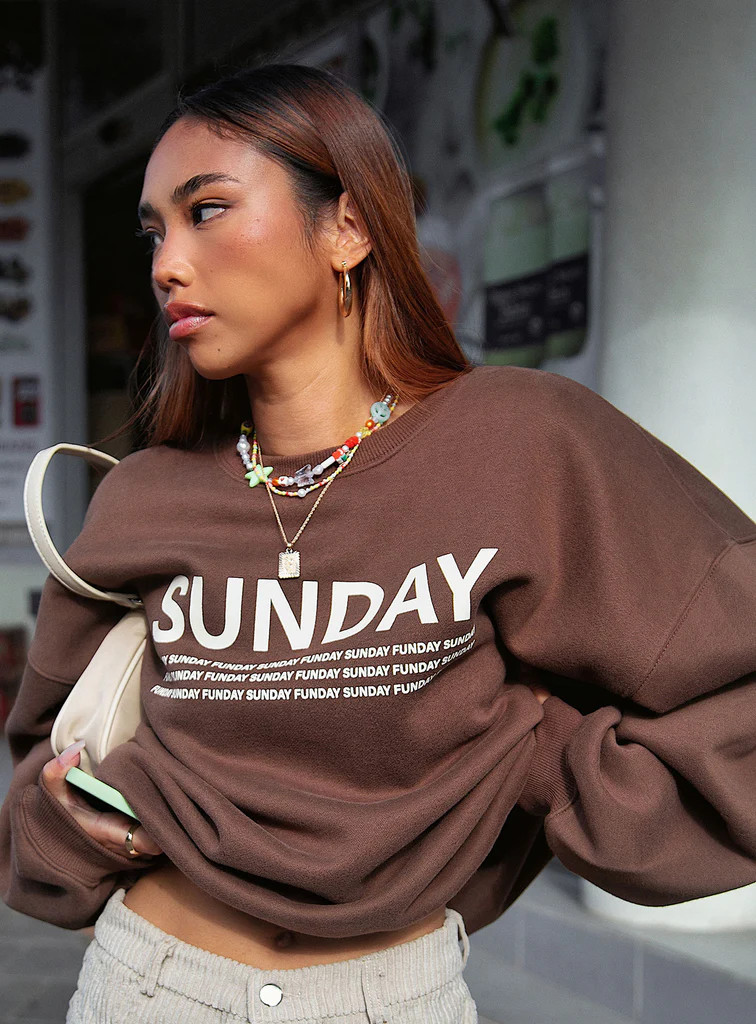 Sunday Funday Sweatshirt Brown | Princess Polly US
