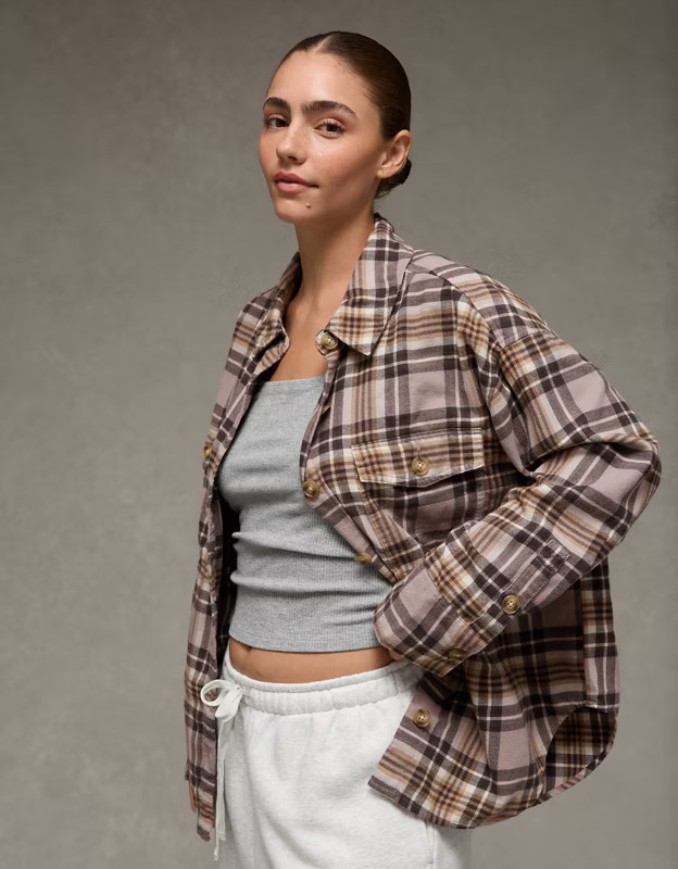 AE Plaid Button-Up Shirt | American Eagle Outfitters (US & CA)