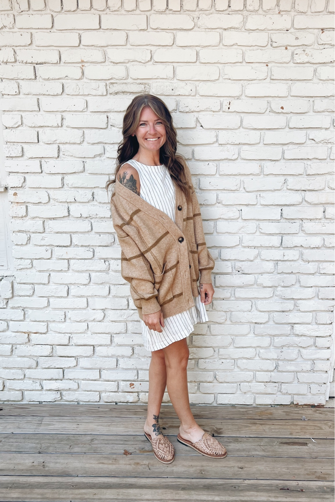 Loving this neutral linen dress paired with a sweater and sandals for church! ✨🤍 #churchootd #ootd #momstyle #linendress #sandals 

#LTKSaleAlert #LTKFindsUnder50 #LTKFindsUnder100