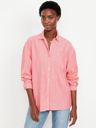Oversized Button-Down Boyfriend Shirt | Old Navy (US)