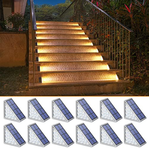 NIORSUN Solar Step Lights - 12 Pack Warm White Auto On/Off, Waterproof IP67, Outside for Stairs, Patios, Yards, Porches, Steps, Sidewalks, Decks | Amazon (US)