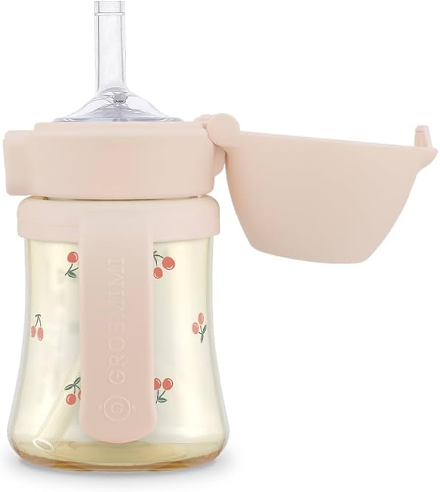 GROSMIMI Flip Top Spill Proof Sippy Cup, PPSU, BPA Free, 6 oz, Stage 2 Straw for Toddlers (Cherry... | Amazon (US)