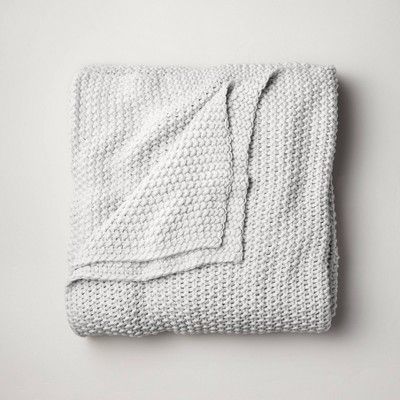 King Chunky Knit Bed Blanket Light Gray - Casaluna&#8482; | Target