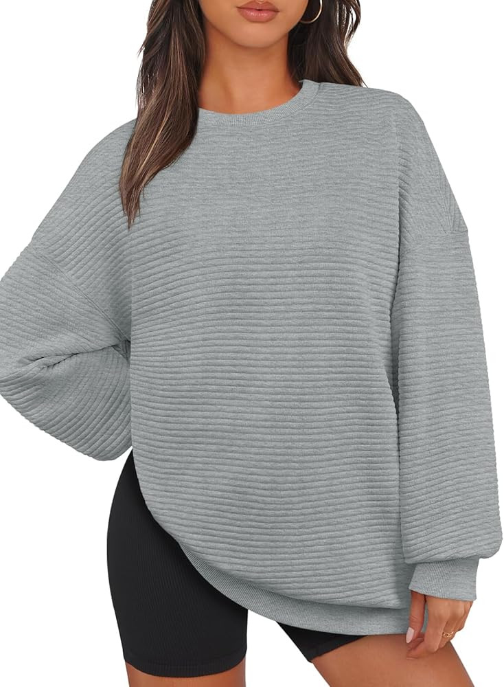 MEROKEETY Oversized Sweatshirt for Women 2024 Fall Long Sleeve Crew Neck Textured Pullover Tops w... | Amazon (US)