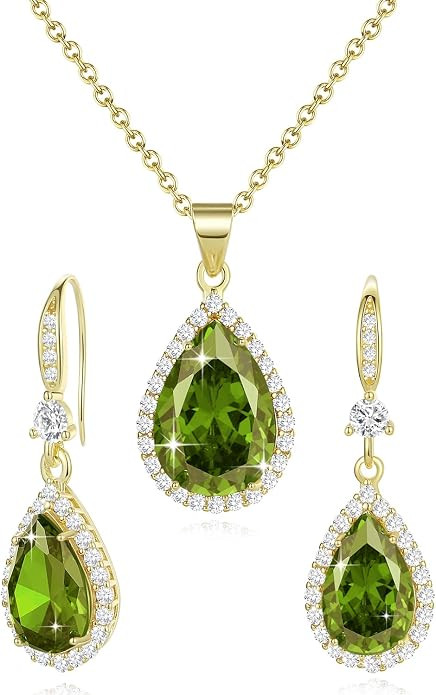 Women Jewelry Set Silver/Gold Plated Teardrop Pendant Necklace Dangle Drop Earrings Dangling Sets... | Amazon (US)
