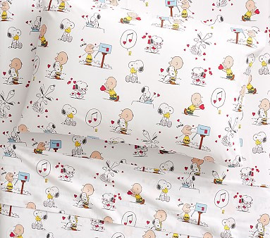 Peanuts® Valentine's Sheet Set & Pillowcases | Pottery Barn Kids | Pottery Barn Kids
