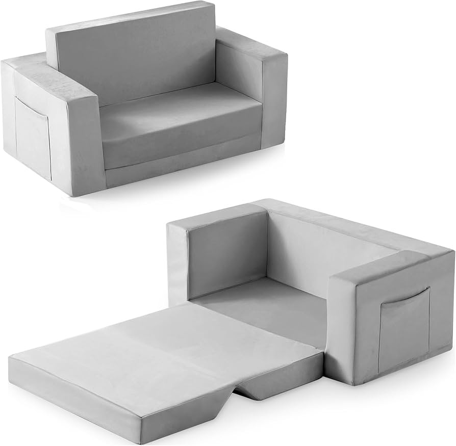 Kids Couch, 2-in-1 Toddler Chair Comfy 1-3 Years, Convertible Kids Chair, Toddler Couch That Fold... | Amazon (US)