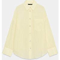 Zara - Oversized Gauze Shirt With Pocket - Light Yellow - Xxl - Woman | Zara US