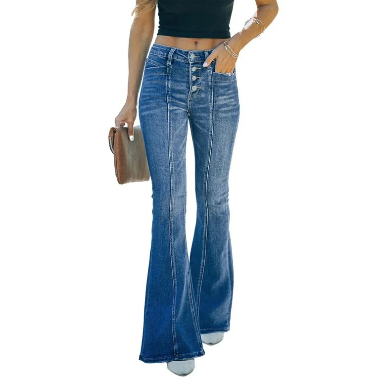 Chase Secret Womens Flare Jeans High Waist Stretch Bell Bottom Jeans Washed Wide Leg Denim Pants ... | Walmart (US)