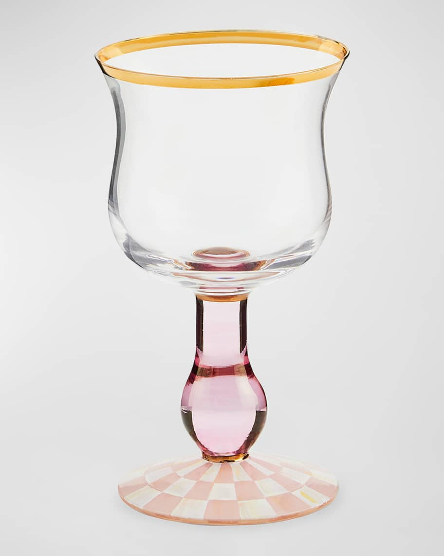 MacKenzie-Childs Rosy Check Wine Glass | Neiman Marcus