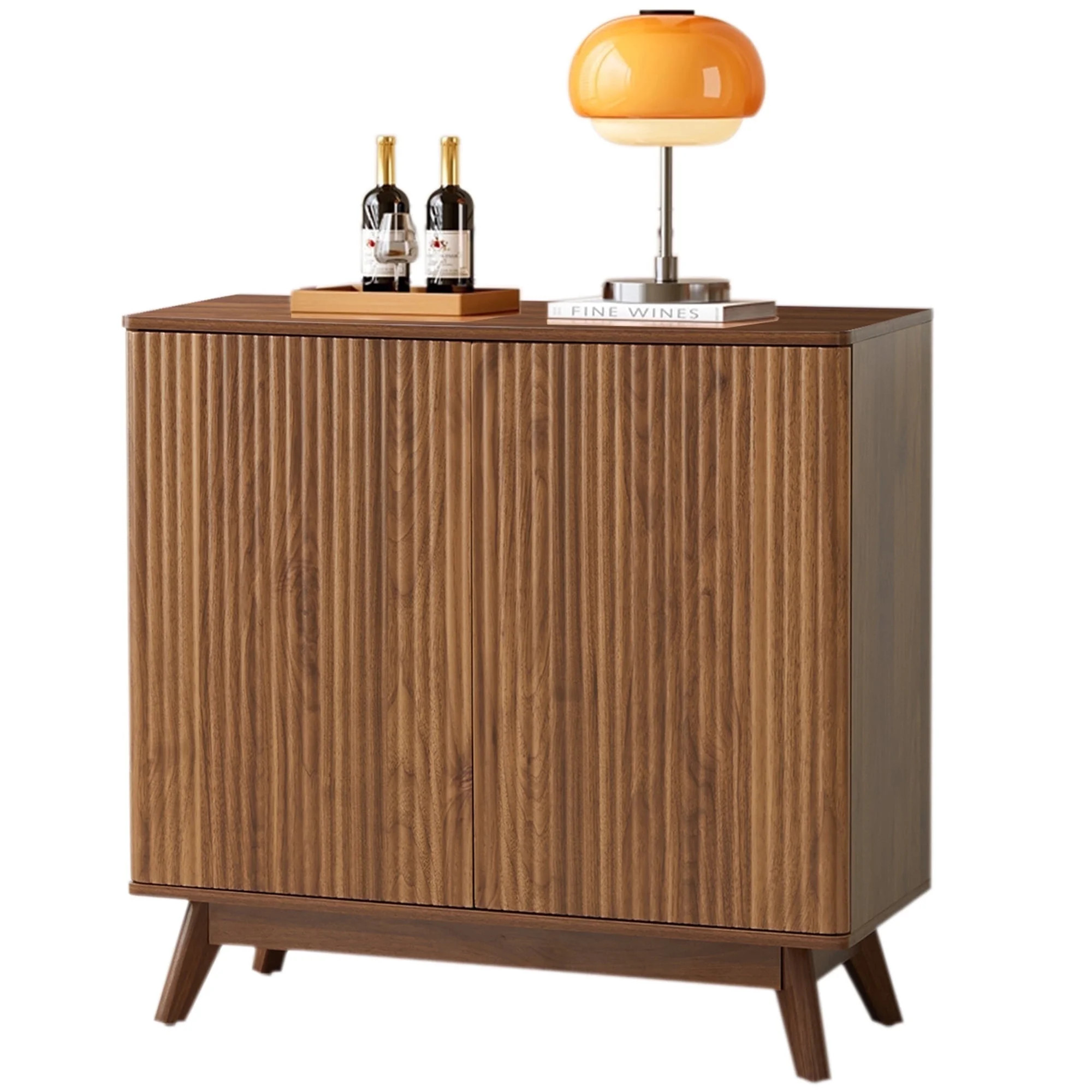 PHOYAL Fluted Sideboard and Buffets, Walnut Buffet Cabinet with 2 Doors and Adjustable Shelves, A... | Walmart (US)