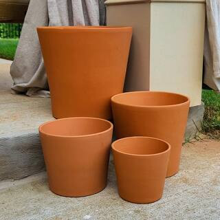 10 in. Medium Terra Cotta Clay Flair Pot Cabo | The Home Depot