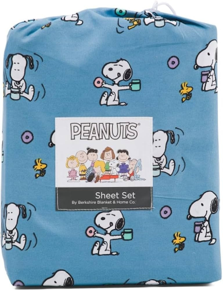 Berkshire Peanuts Sheet Set (Blue - Coffee & Doughnuts, Full) | Amazon (US)