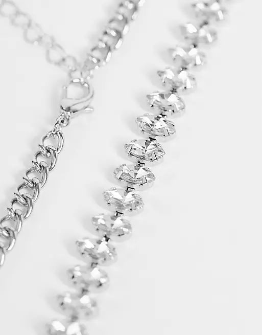 ASOS DESIGN choker necklace in crystal silver tone | ASOS (Global)
