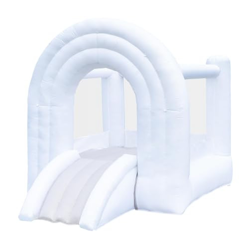 HAPYBOUCY Magic Rainbow Bounce House, White Bounce House with Slide, Blower Included, Kids Bouncy Castle Indoor Outdoor, 8 ft L x 6 ft W x 6.7 ft H, Dreamy Play Space for Kids | Amazon (US)