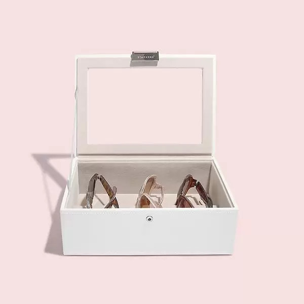 Stackers White Classic Lidded Eyewear Storage Box | The Container Store