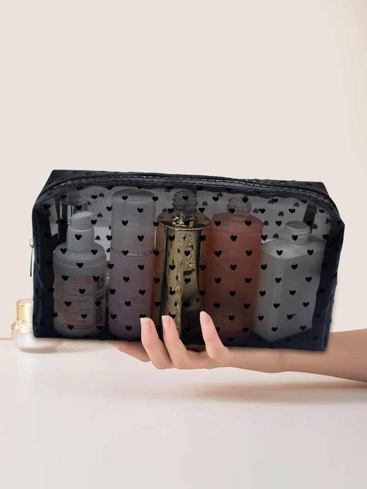 1pc Fashionable & Transparent Mesh Large Capacity Portable Cosmetic Tool Organizer Bag Suitable F... | SHEIN